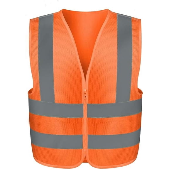 Neiko 53946A High-Visibility Safety Vest with Reflective Strips for Emergency, Construction, and Safety Use, Neon Orange, X-Large