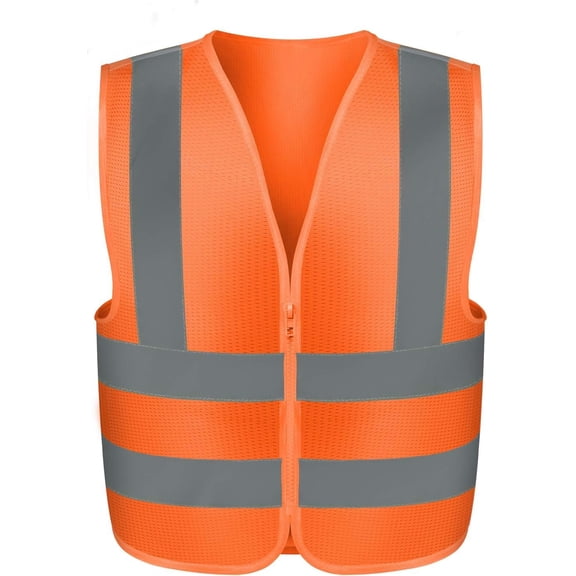 Neiko 53948A High-Visibility Safety Vest with Reflective Strips for Emergency, Construction, and Safety Use, Neon Orange, XXX-Large