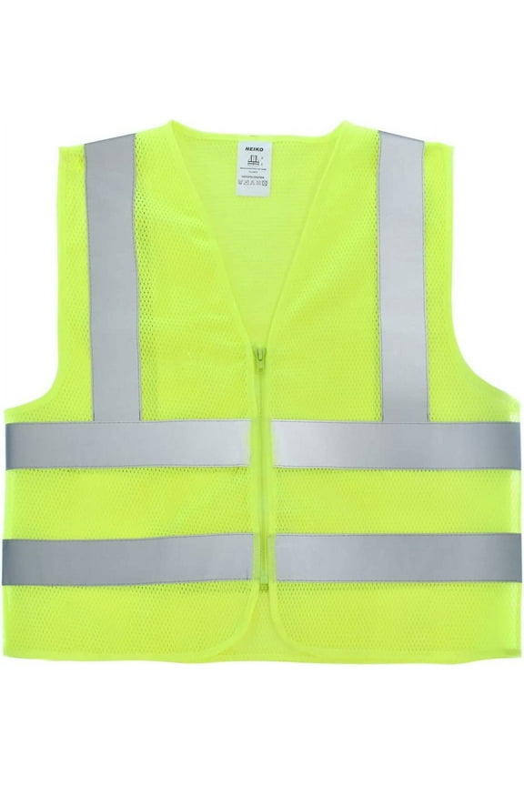 53956A High-Visibility Safety Vest with Reflective Strips for Emergency, Construction, and Safety Use, Neon Yellow, Medium