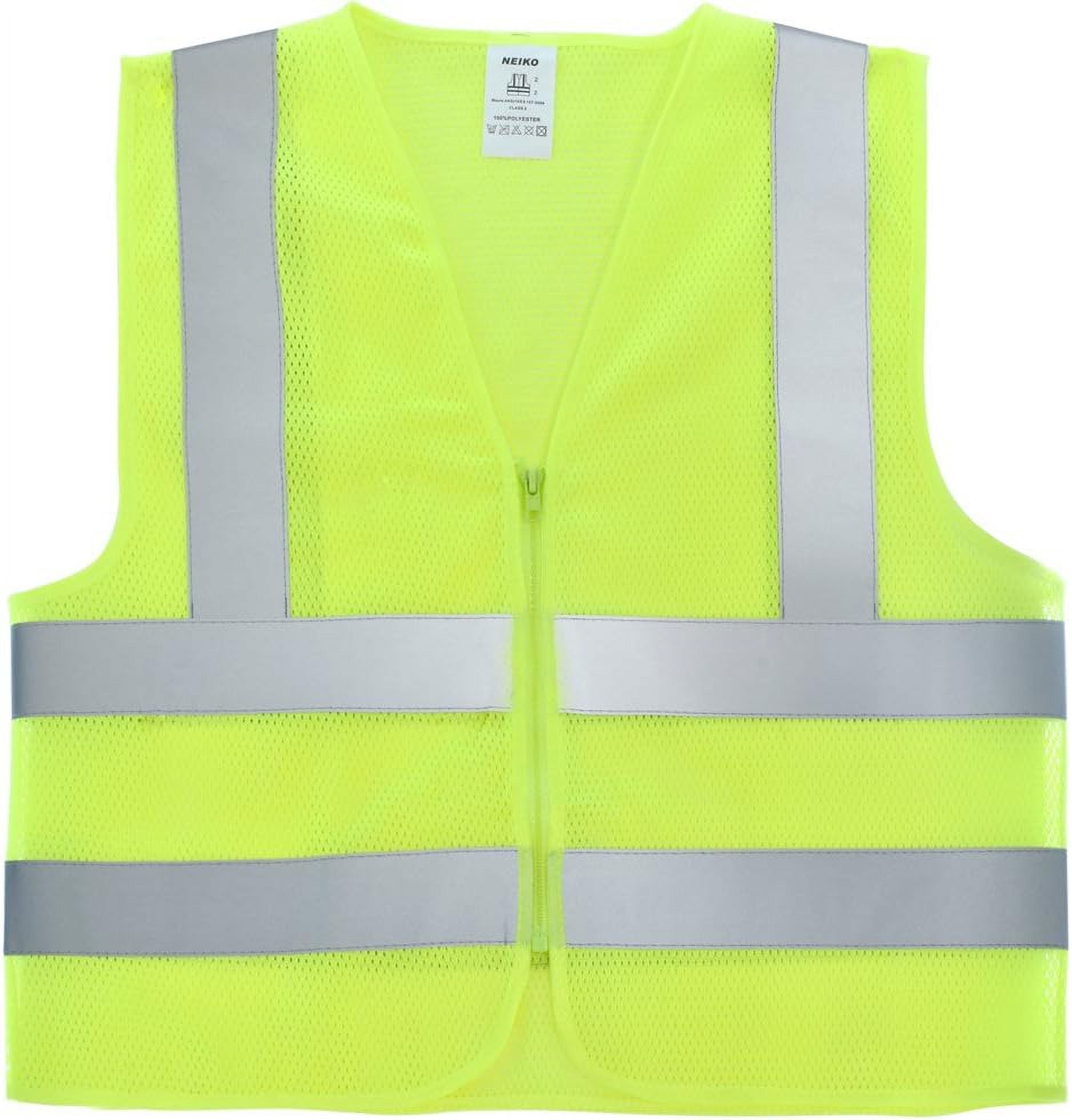 Neiko 53959A High-Visibility Safety Vest with Reflective Strips for Emergency, Construction, and Safety Use, Neon Yellow, XX-Large