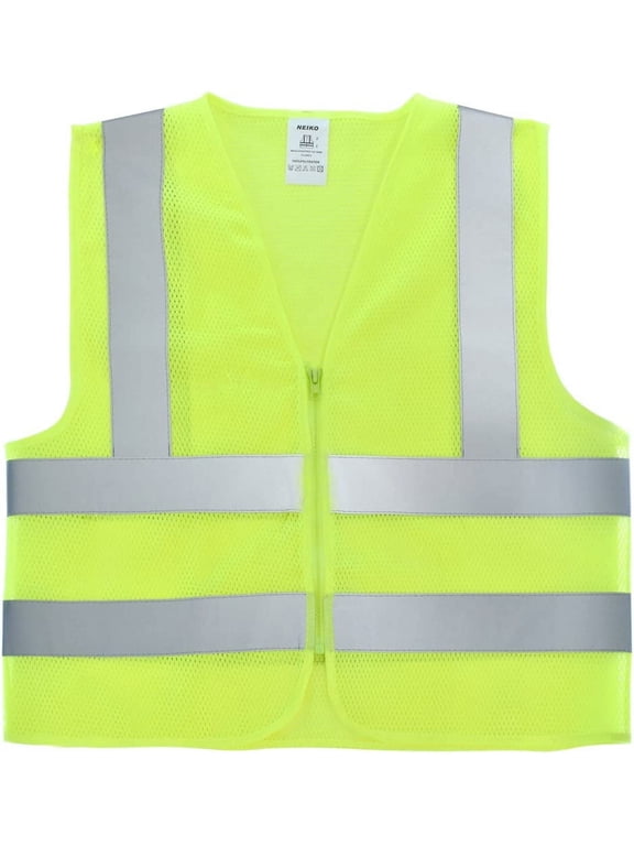 53960A High-Visibility Safety Vest with Reflective Strips for Emergency, Construction, and Safety Use, Neon Yellow, XXX-Large