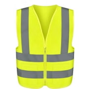 Neiko 53963A High Visibility SAFETY Vest with 2 Pockets, ANSI/ISEA Standard, Color Neon, Size XL, X-Large, Yellow