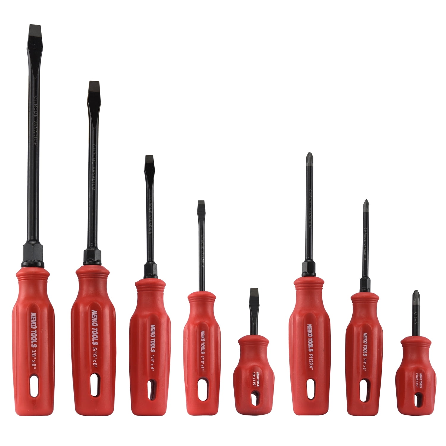 Neiko 8pc Screwdriver Set | Magnetic Phillip Slotted & Flat Pro Hand Set Hardened CR-V
