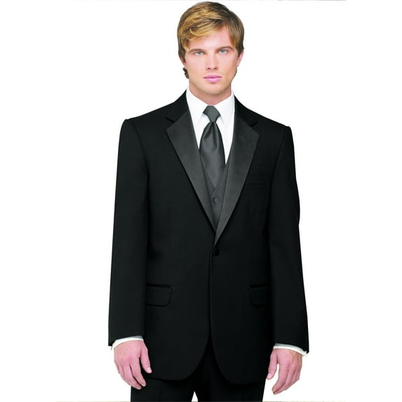 Neil Allyn 7-Piece Formal Tuxedo with Flat Front Pants, Shirt, Charcoal Vest, Tie & Cuff Links. Prom, Wedding, Cruise