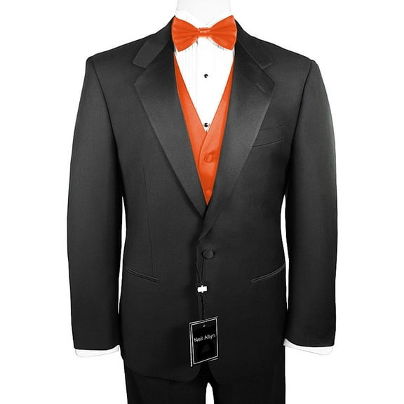 Neil Allyn 7-Piece Formal Tuxedo with Flat Front Pants, Shirt, Mandarin Vest, Bow-Tie & Cuff Links. Prom, Wedding, Cruise