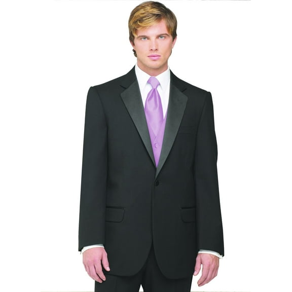 Neil Allyn 7-Piece Formal Tuxedo with Pleated Front Pants, Shirt, Lavender Vest, Tie & Cuff Links. Prom, Wedding, Cruise