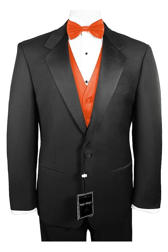 7-Piece Formal Tuxedo with Pleated Front Pants, Shirt, Mandarin Vest, Bow-Tie & Cuff Links. Prom, Wedding, Cruise
