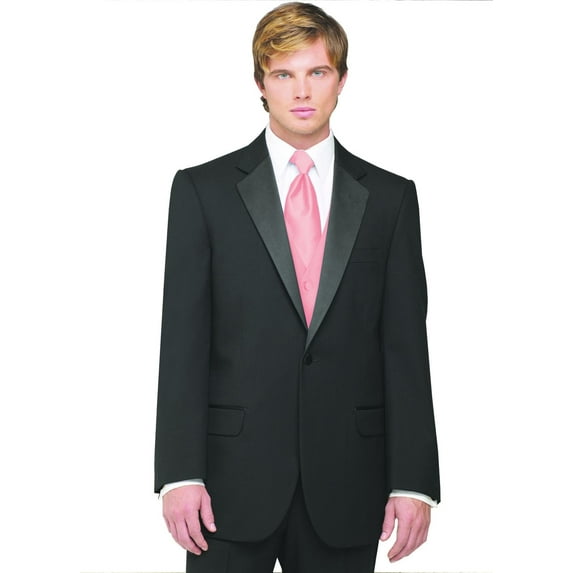 Neil Allyn 7-Piece Formal Tuxedo with Pleated Front Pants, Shirt, Pink Vest, Tie & Cuff Links. Prom, Wedding, Cruise