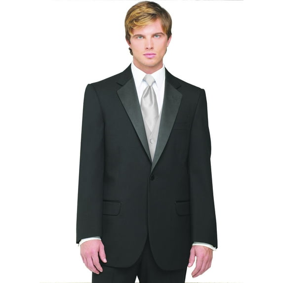 Neil Allyn 7-Piece Formal Tuxedo with Pleated Front Pants, Shirt, Platinum Vest, Tie & Cuff Links. Prom, Wedding, Cruise