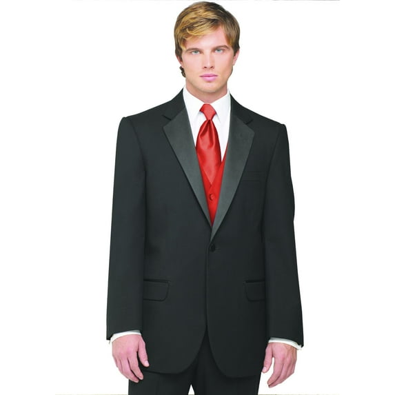 Neil Allyn 7-Piece Formal Tuxedo with Pleated Front Pants, Shirt, Scarlet Vest, Tie & Cuff Links. Prom, Wedding, Cruise
