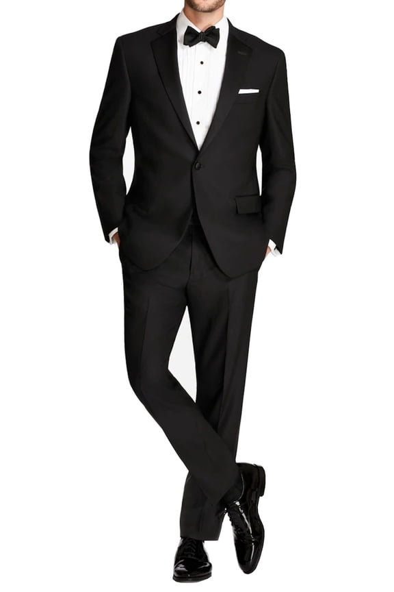 Neil Allyn Men's Black Tuxedo Suit with Flat Front Pants Prom, Wedding, Formal