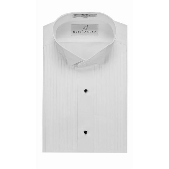 Neil Allyn Men's SLIM FIT Wing Collar 1/4" Pleats Tuxedo Shirt-2XL-34-35