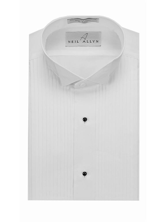 Men's SLIM FIT Wing Collar 1/4" Pleats Tuxedo Shirt-XS-32-33