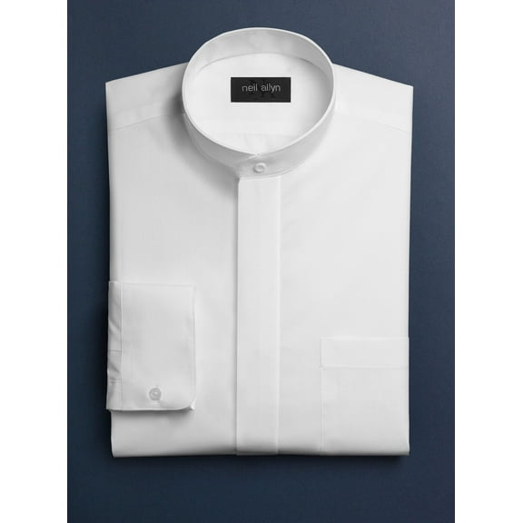 Neil Allyn Men's White Banded Collar Dress Shirt-4XL