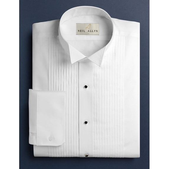 Neil Allyn Men's Wing Collar 1/4" Pleats Formal Tuxedo Shirt-3XL-32-33