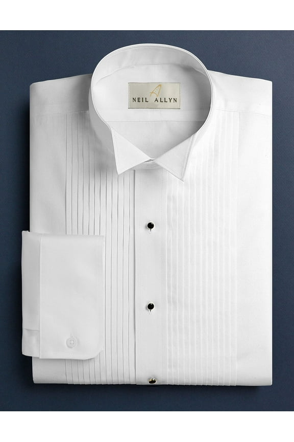 Men's Wing Collar 1/4" Pleats Formal Tuxedo Shirt-4XL-36-37