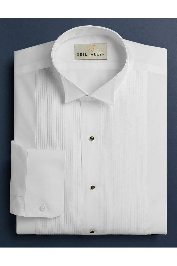 Men's Wing Collar 1/8" Pleats Formal Tuxedo Shirt-M-38-39
