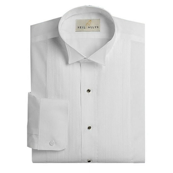Neil Allyn Men's Wing Collar 1/8" Pleats Tuxedo Shirt-3XL-36-37