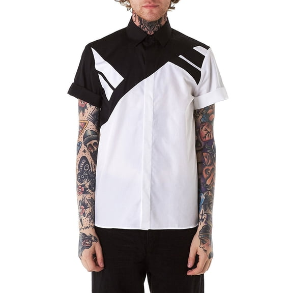 Neil Barrett Paneled Button-Down Shirt White/Black 39
