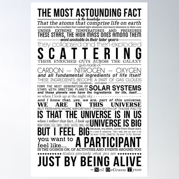 Neil Degrasse Tyson Science Manifesto Poster Wall Art, Modern Wall Decor For Living Room Bedroom, 8x12 UNFRAMED