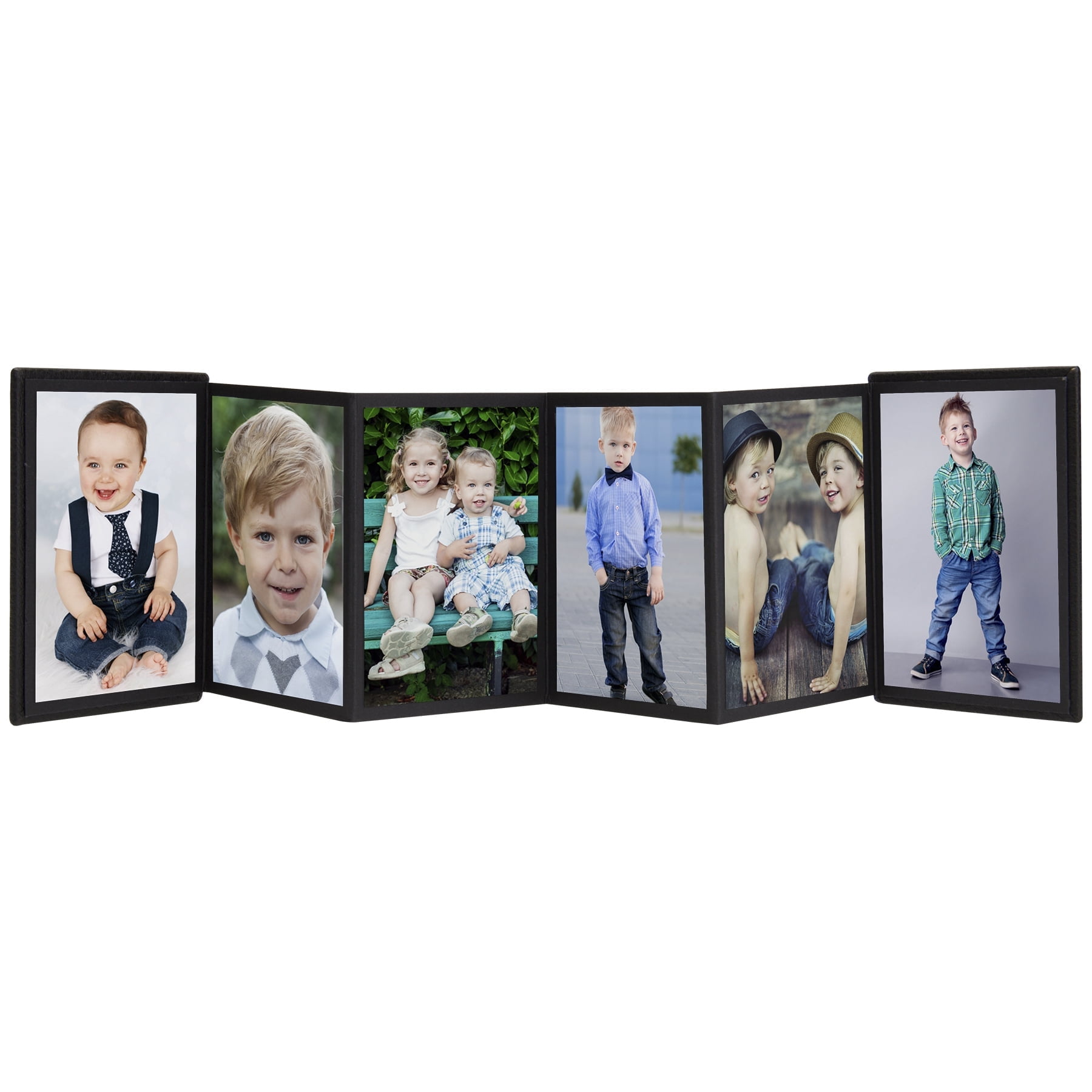 Black Faux Leather Mini Accordion Photo Album for 10 Photos