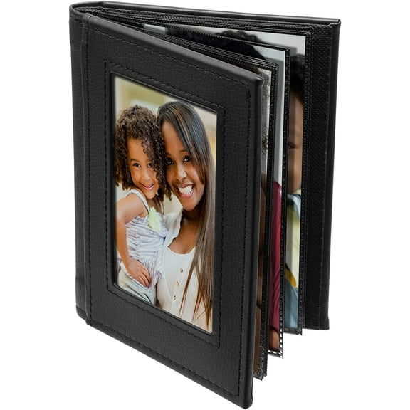 Neil Enterprises Inc. Black Faux Leather 4" x 6" Slip-In Photo Album - Holds 24 Pictures