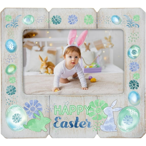 Neil Enterprises Inc. Distressed Whitewash Finish Wood Happy Easter Picture Frame