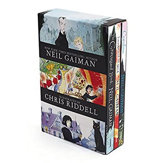 Pre-Owned Neil Gaiman/Chris Riddell 3-Book Box Set: Coraline; The Graveyard Book; Fortunately, the (Paperback 9780062379825) by Neil Gaiman
