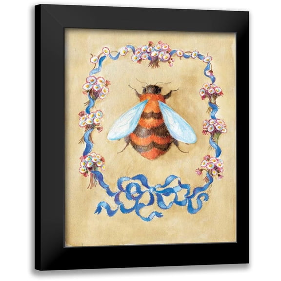 Neil, Lucy 12x14 Black Modern Framed Museum Art Print Titled - Honey Bee and Daisies