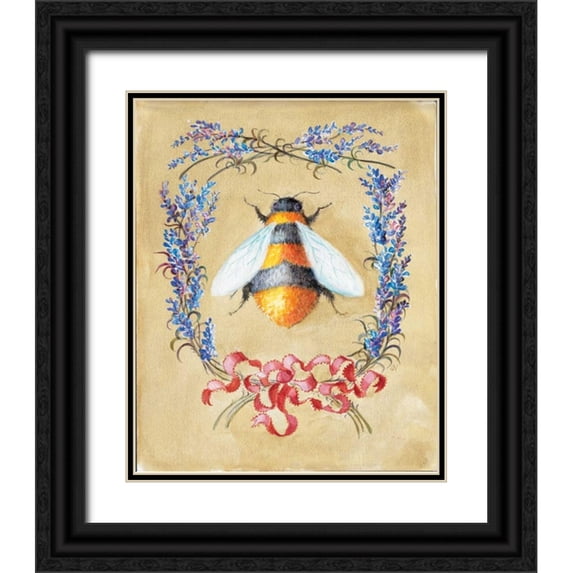 Neil, Lucy 12x14 Black Ornate Wood Framed with Double Matting Museum Art Print Titled - Honey Bee and Lavender