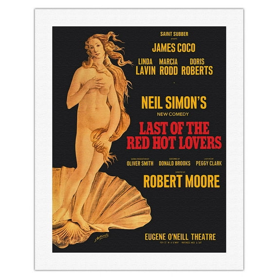 Neil Simon’s Last of the Red Hot Lovers - Starring James Coco and Linda Lavin - Vintage Broadway Poster c.1969 - Fine Art Rolled Canvas Print 20in x 26in