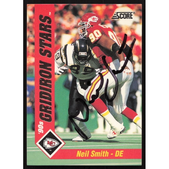 Neil Smith Autographed 1992 Score '90s Gridiron Stars Card #38 Kansas City Chiefs SKU #260805