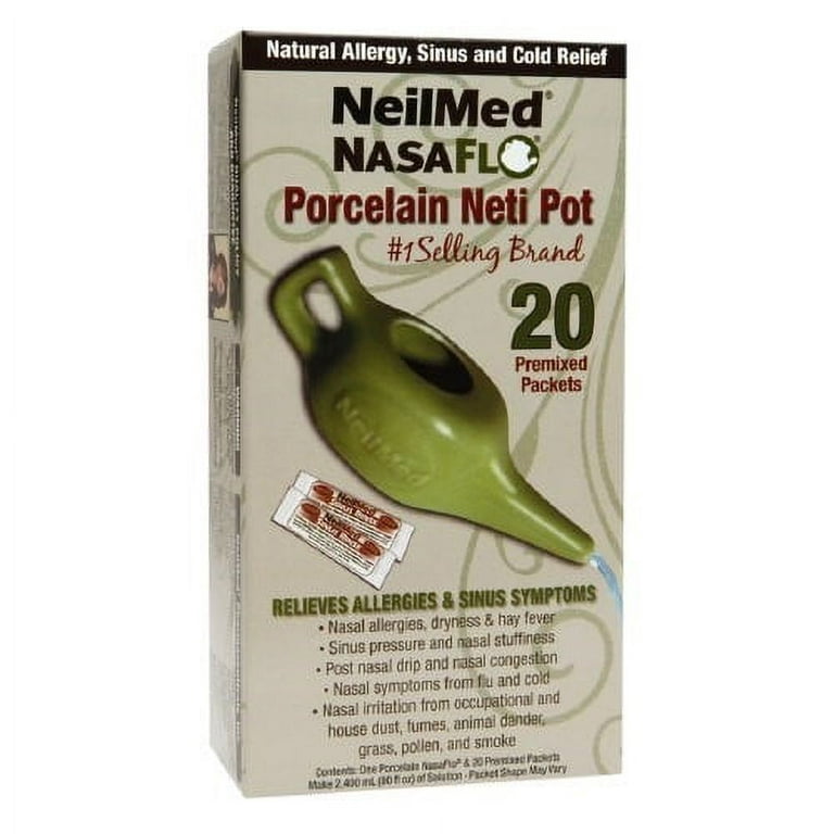 NasaFlo Neti Pot Porcelain with 50 Packets