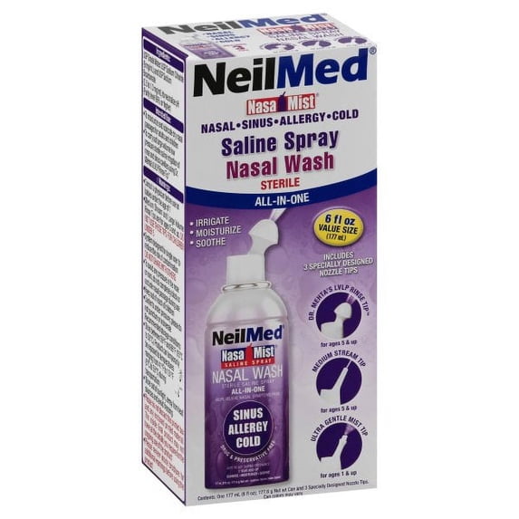 NeilMed NasaMist All-in-One Multi-Purpose Sterile Saline Spray, 6 oz