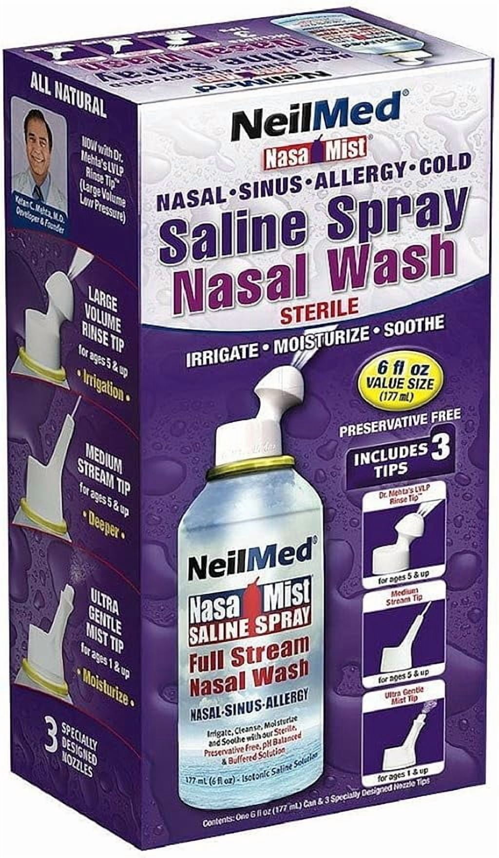 NeilMed NasaMist All-in-One Multi-Purpose Sterile Saline Spray,  6 oz