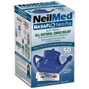 NeilMed NasalFlo Neti Pot All Natural Soothing Sinus Relief 50 ct, 3-Pack
