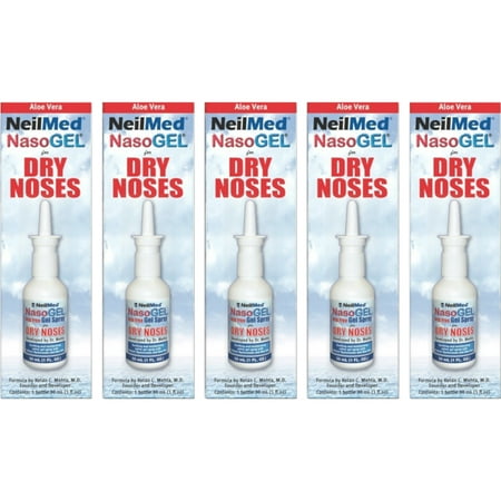 NeilMed Nasoge Drug-Free Salinel Drip Free Dry Nose Gel, 1oz, 5-Pack