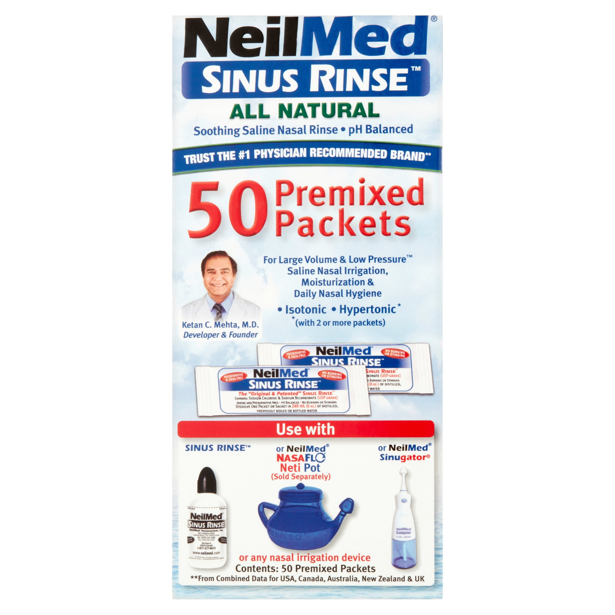 NeilMed Sinus Rinse Saline Nasal Rinse Premixed Packets