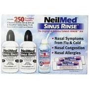 NeilMed Sinus Rinse - 2 Squeeze Bottles, Nasalmist Saline Spray and 250 Packets