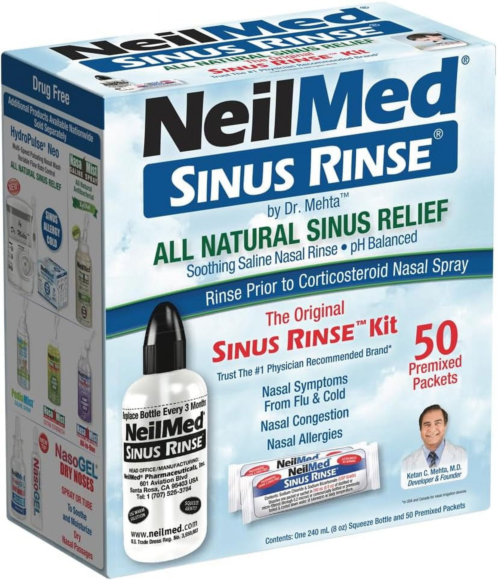 NeilMed Sinus Rinse - A Complete Sinus Nasal Rinse Kit, 50 count