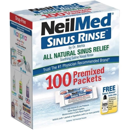 NeilMed Sinus Rinse All Natural Relief 100 Regular Mixture Packets (Pack of 2)