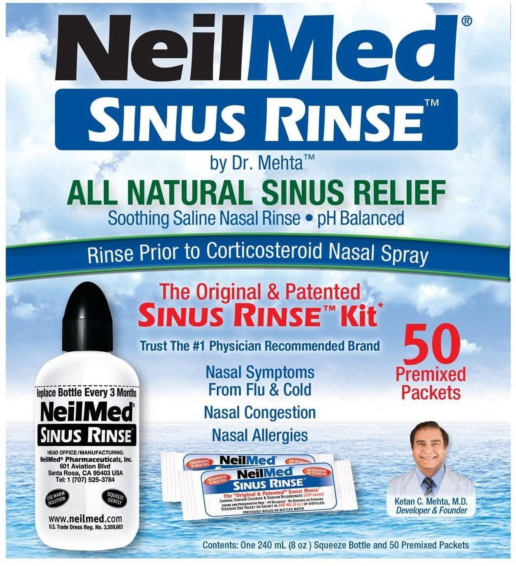 NeilMed Sinus Rinse All Natural Relief, Original & Patented, 50ct, 2-Pack