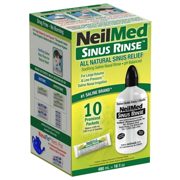 NeilMed Sinus Rinse Extra Large Bottle Kit 16oz with 10 Premixed Packets