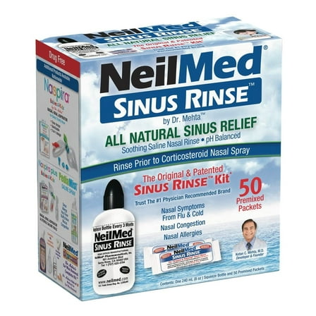 Neilmed Sinus Rinse Kit - All Natural Soothing Nasal Rinse - 1 Kit, 50 Packets