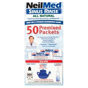 NeilMed Sinus Rinse Packets, Natural Relief for Nasal Irrigators, 50 Count, 10 mg