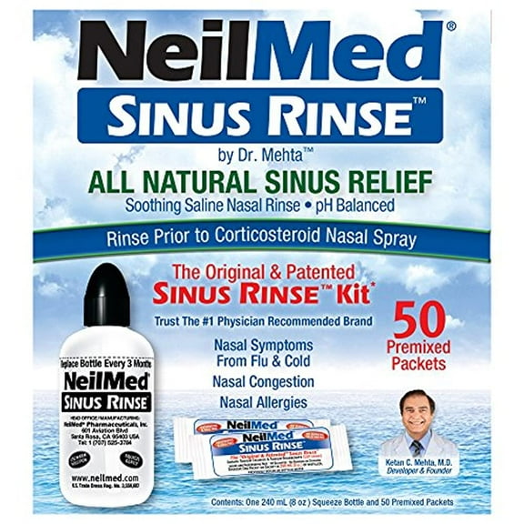 NeilMed Sinus Rinse, Premixed 50 Sachets, Pack of 2