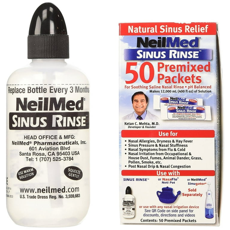 NeilMed Sinus Rinse - A Complete Sinus Nasal Rinse Kit, 50 count