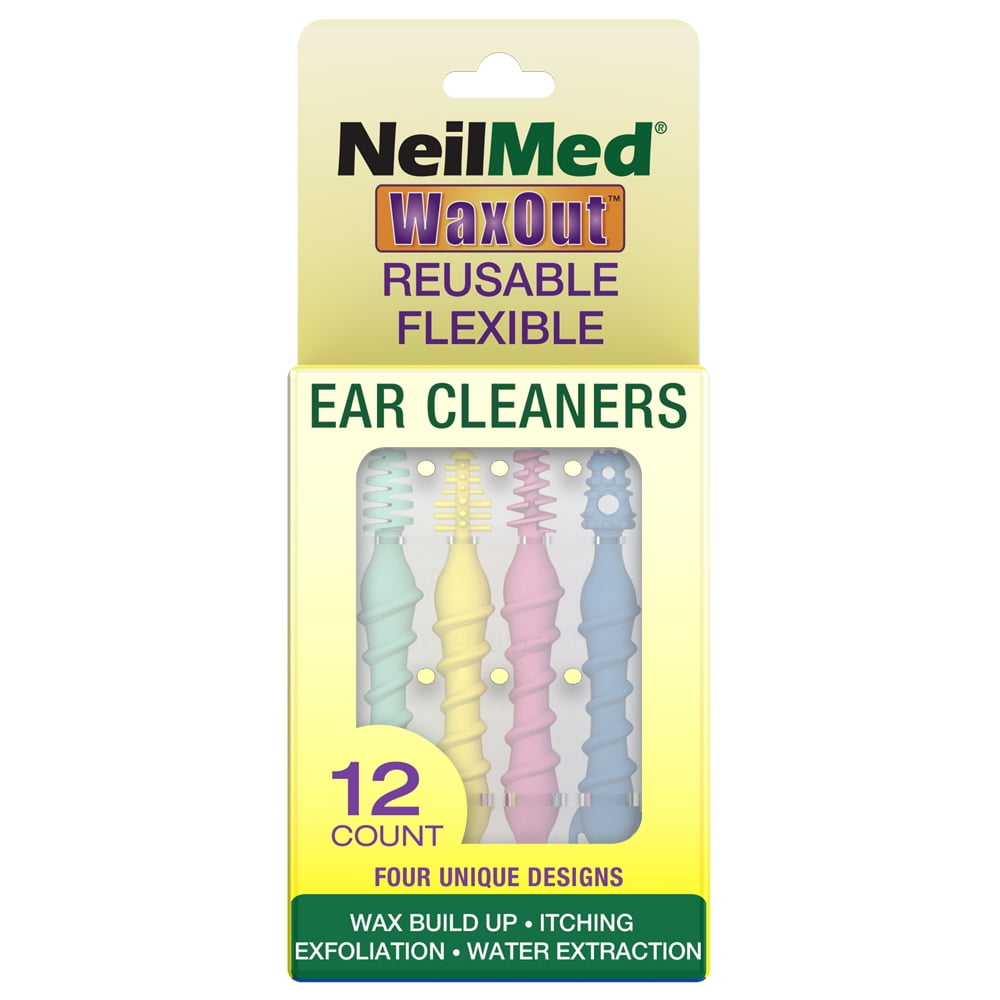 NeilMed Waxout Reusable Flexible Ear Cleaner Kit 12 Flexible Cleaning Tools, Adult Size