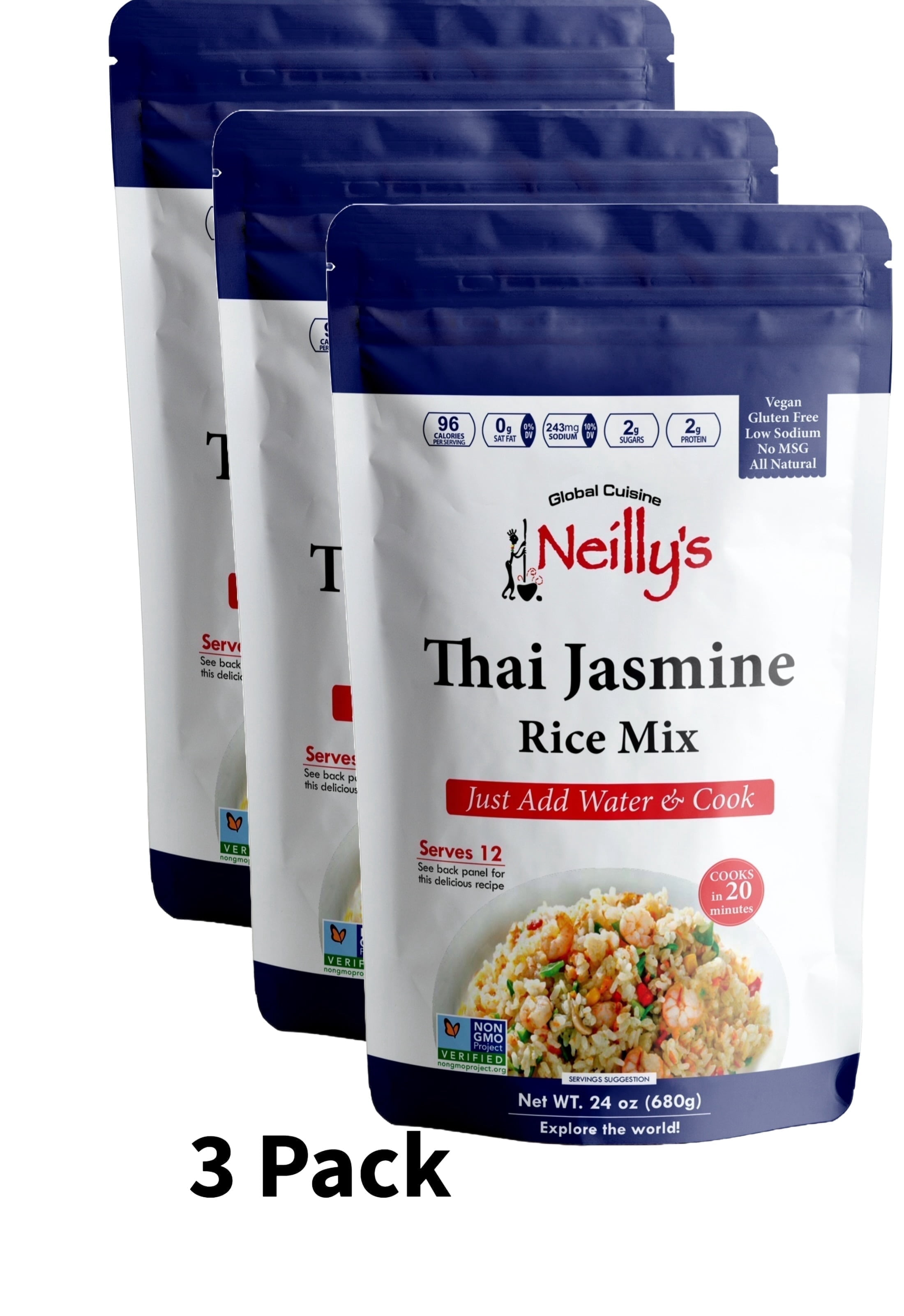 Neilly's Thai Jasmine Rice Mix - 3 - 16oz resealable bags (Serves 8)