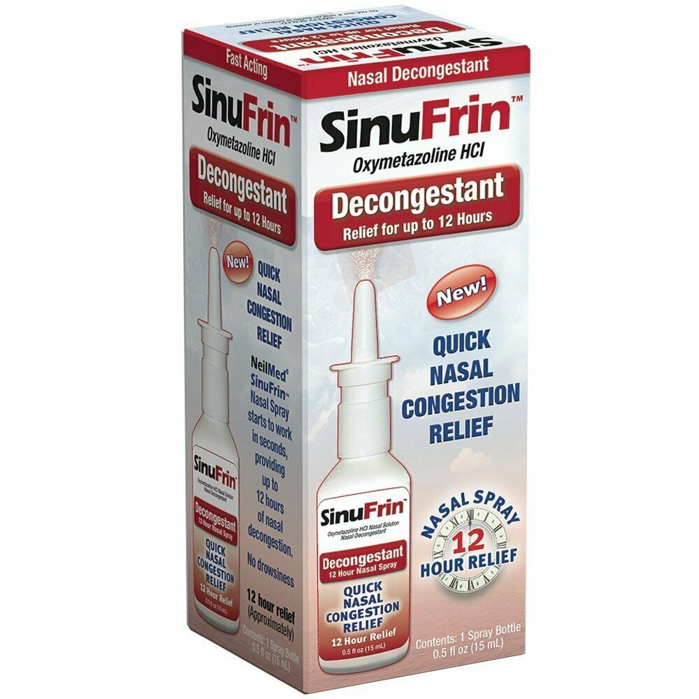 Neilmed Sinufrin Decongestant Nasal Spray Quick Congestion Relief, 0.5Oz, 4 Pack